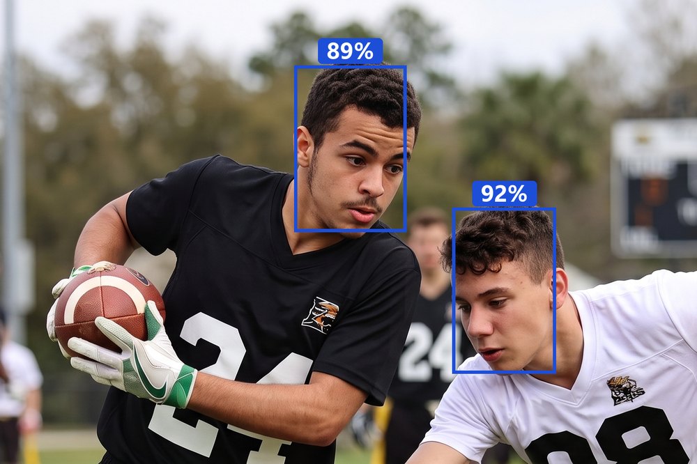 Flag football players mid-play